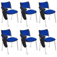 Pack 6 of Smart visitor chairs with black epoxy structure and Baly (textile) or eco-leather upholstery with shovel arm